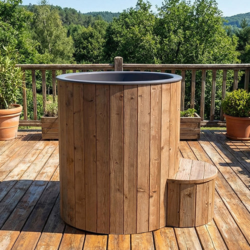 SaunaLife 1-Person Black Thermo-Pine Cold/Hot Plunge Tub Model S1N/S1B