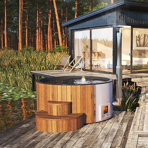 SaunaLife 6 Person Wood-Fired Hot Tub S4N/S4B
