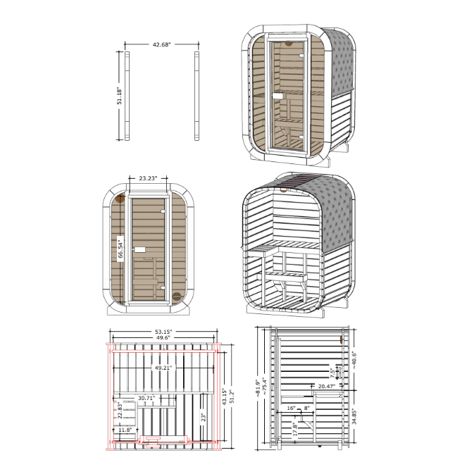 SaunaLife CL3G Cube-Series Outdoor Home Sauna Kit