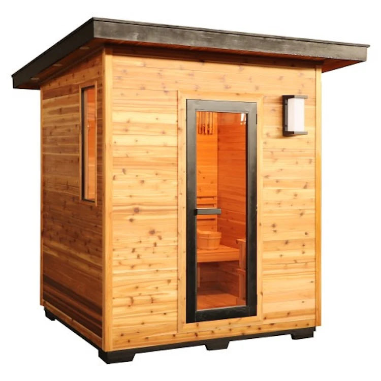 SunRay Denali 4-Person Contemporary Outdoor Sauna with Harvia Heater