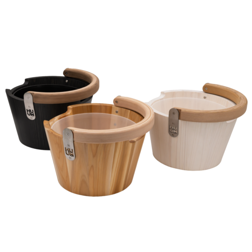 HUUM TASA Wood Sauna Bucket w/ Curved Handle