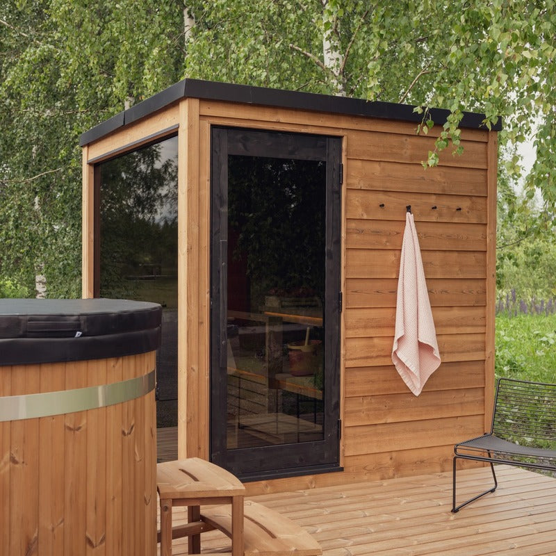 ThermaSol Nordic Dawn Sauna Cabin Fully Assembled Outdoor Sauna, Nordic Pine