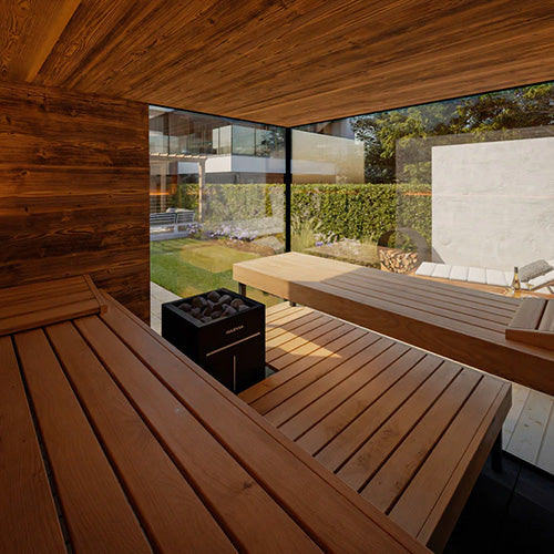 ThermaSol Ombra Sauna Cabin Fully Assembled Outdoor Sauna, Stopsol Bronze Glass