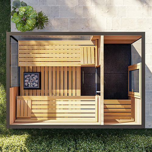 ThermaSol Ombra Sauna Cabin Fully Assembled Outdoor Sauna, Stopsol Bronze Glass