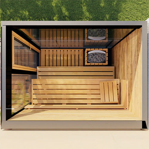 ThermaSol Vera Sauna Cabin Fully Assembled Outdoor Sauna, Tinted Parsol Glass