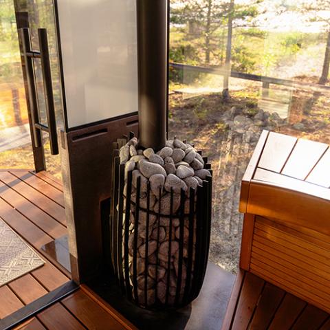 Cozy Heat SW Through-Wall Pkg Wood-Burning Sauna Stove Package, Up to 18kW