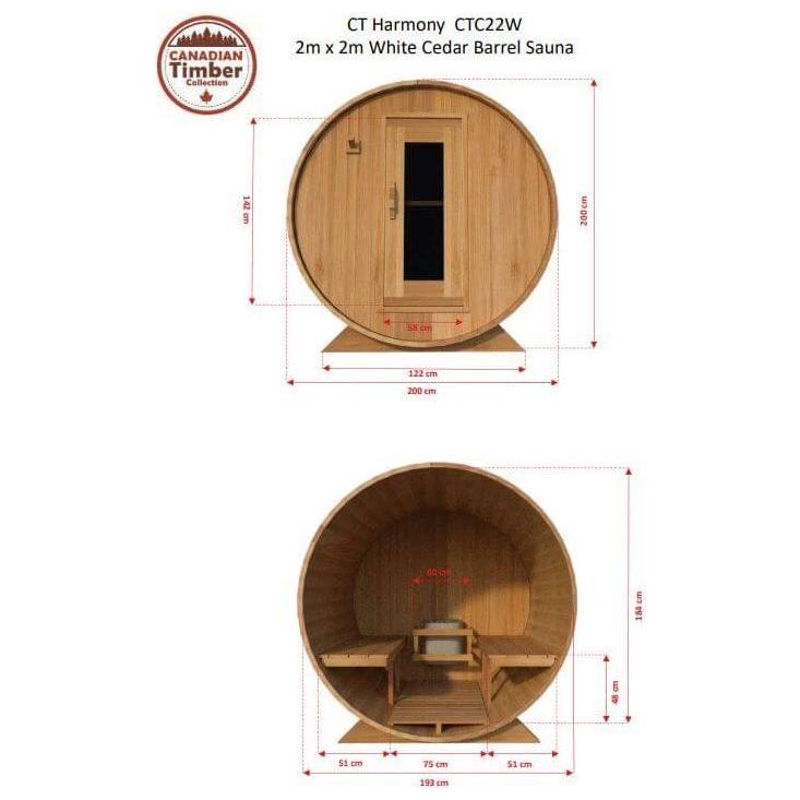 Dundalk Canadian Timber Harmony 4 Person White Cedar Sauna CTC22W