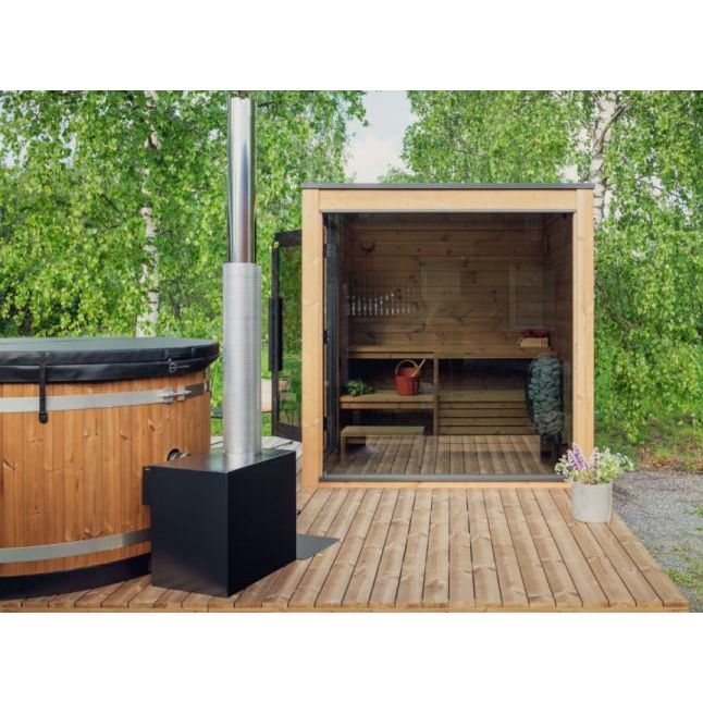 ThermaSol Nordic Dawn Sauna Cabin Fully Assembled Outdoor Sauna, Nordic Pine