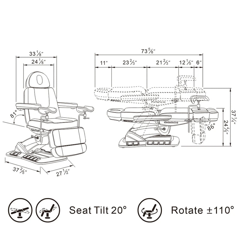 DIR Geneva 4-Motor OB/GYN Exam Table with Stirrups