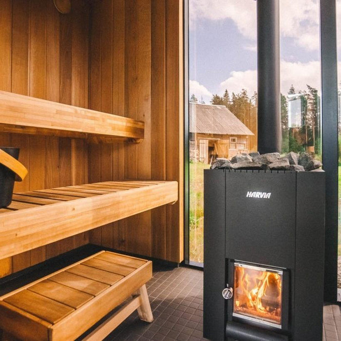 Harvia Linear 16 Black Linear Series 17.9 kW Wood-Burning Sauna Stove
