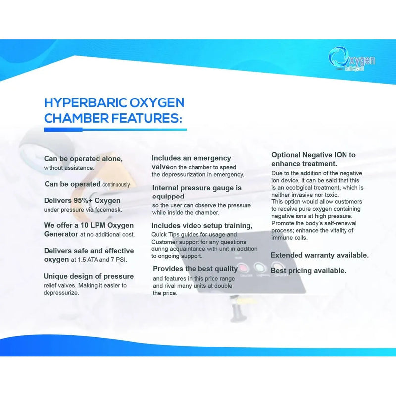 34 Inches Hard Shell 2.2 ATA Hyperbaric Oxygen Chamber