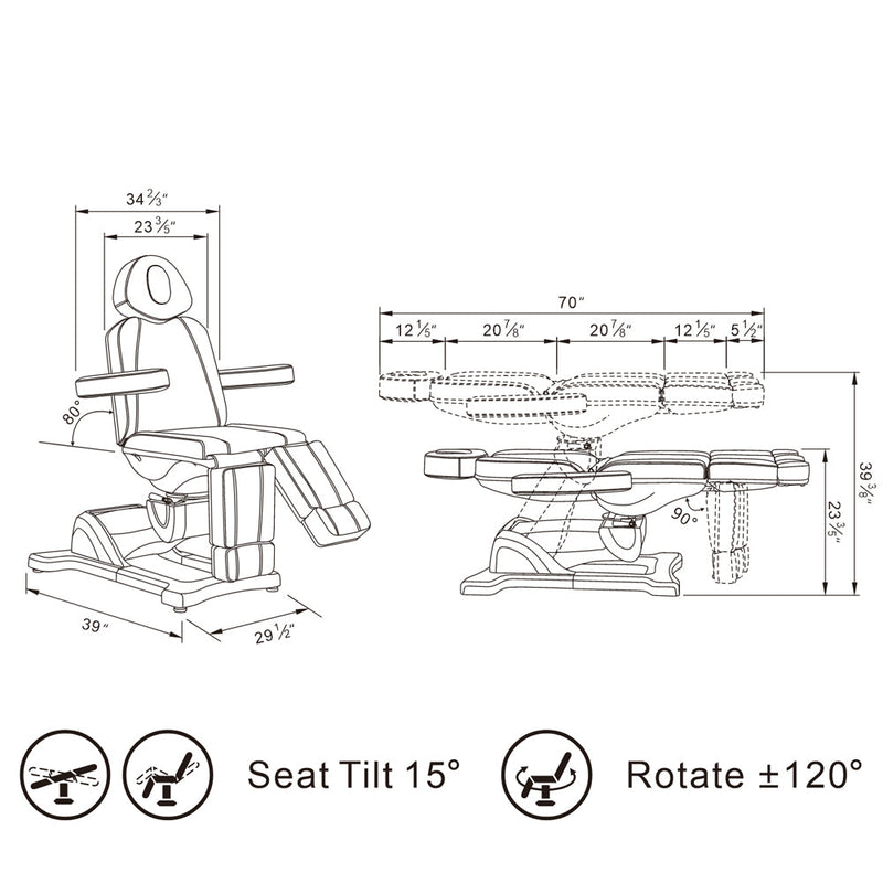 DIR Libra 5-Motors Electric Medical Procedure Chair with Split Legs