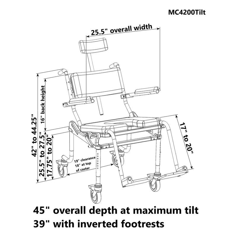 Nuprodx Roll-In Shower Commode Chair MC4200Tilt