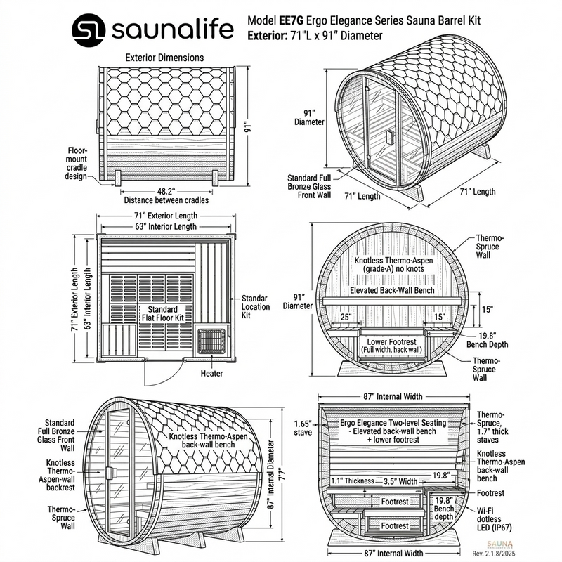 SaunaLife CL7G Cube-Series Outdoor Home Sauna Kit