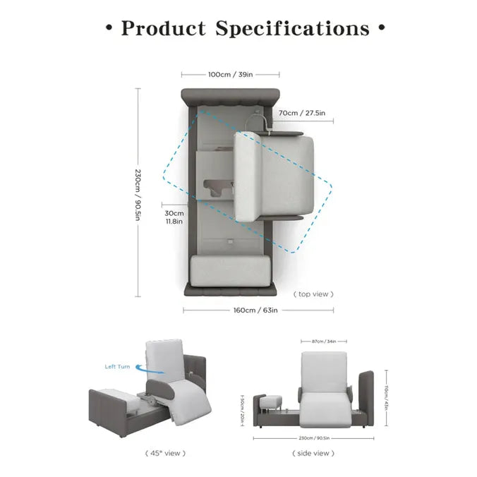 Charme Starsleep Orin Rotating Full Electric Lift Assist Bed with Heat & Massage