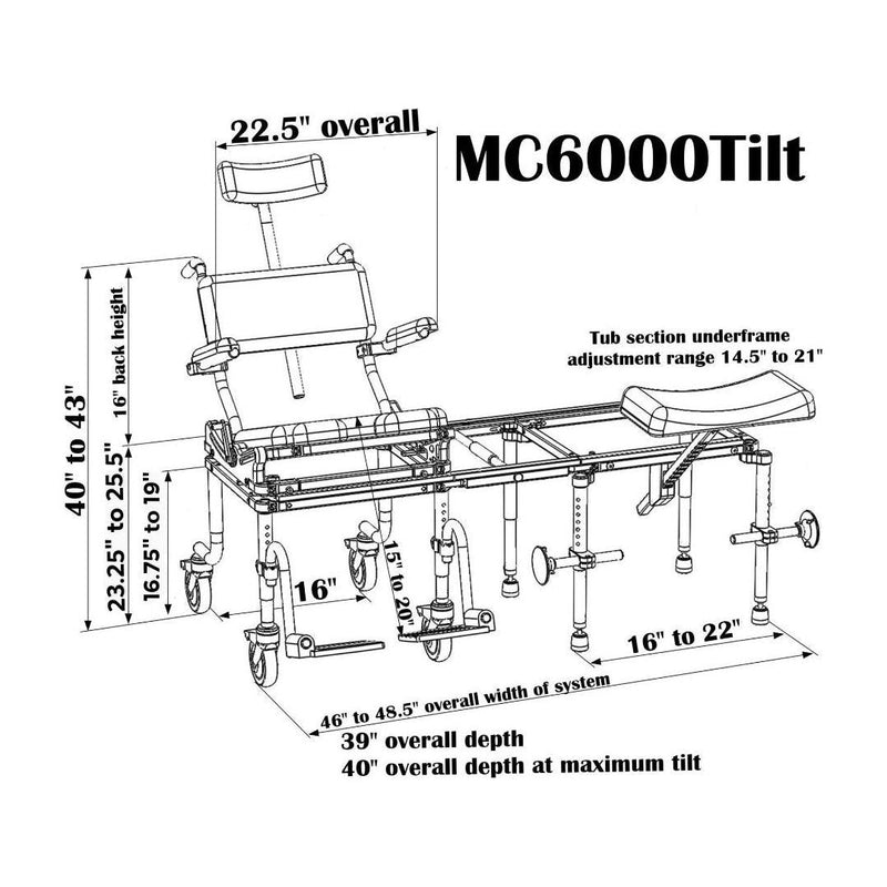 Nuprodx Multichair Pediatric Tub Commode Slider System MC6000TiltPed