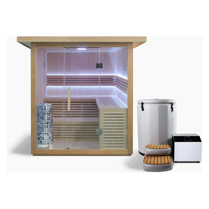 Revive 6 Person Traditional Sauna & Inflatable Barrel Plunge