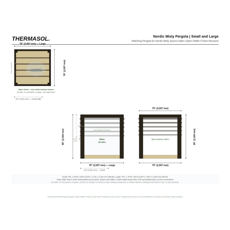 ThermaSol Nordic Misty Pergola Matching Pergola for Nordic Misty Sauna Cabin