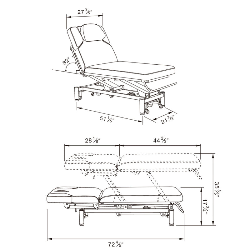 DIR VitalEarth Treatment Table and Wellness Therapy Bed 2-Motors