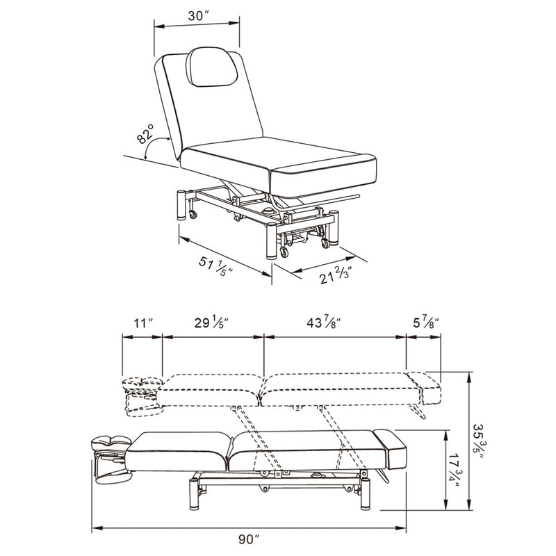 DIR WellRelax 2-Motors Therapy Treatment Table with Tilting Cradle Pillow